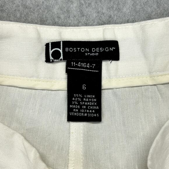 Boston Design Studio Linen Blend Shorts Womens 6 Ecru 28" W Semi Sheer 7" Inseam - Picture 3 of 16